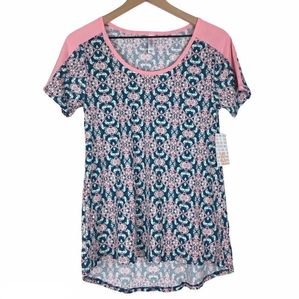 LULAROE Classic T Shirt Raglan Short Sleeve Hi Lo Hem Loose Fit Flowy XS NWT